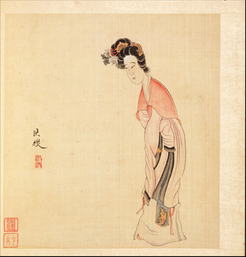 陳洪綬老蓮撫古圖冊(cè)仕女圖