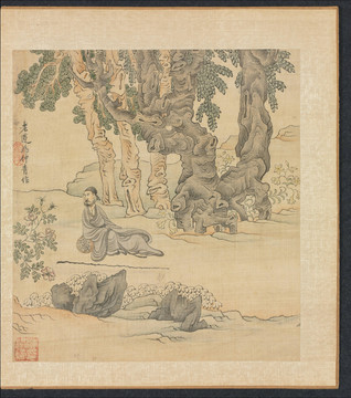 陳洪綬老蓮撫古圖冊靜坐