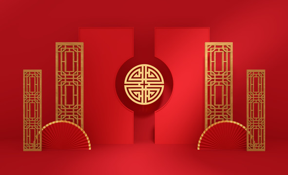 中國風(fēng)背景舞臺3D立體