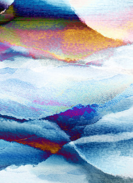 抽象彩色山水背景墙
