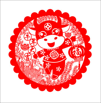 窗花剪紙牛年窗花剪紙