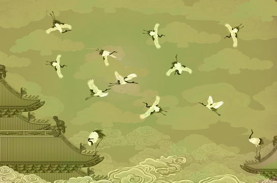 瑞鶴圖仙鶴云紋