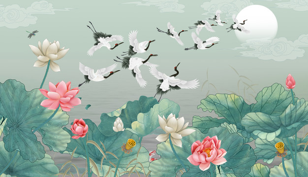 素雅荷花圖