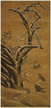 馬麟梅竹鵪鶉圖