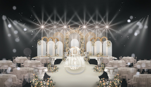 欧式喷泉婚礼舞台效果图