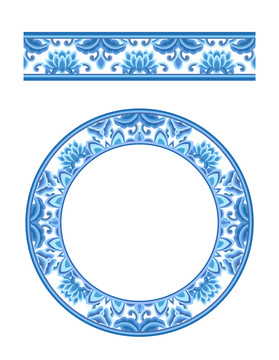 藍(lán)色花紋邊框