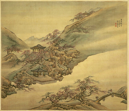 袁昭道揚州四景圖冬景平崗艷雪