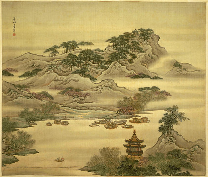 袁昭道揚(yáng)州四景圖秋景萬松疊翠
