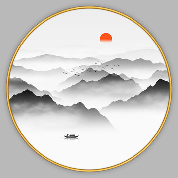 圓形山水畫(huà)