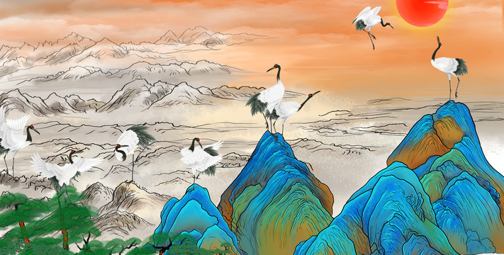 瑞鶴江山圖