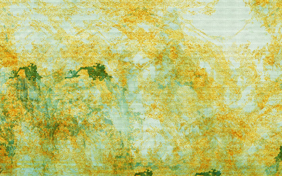 黃色中式山水背景墻