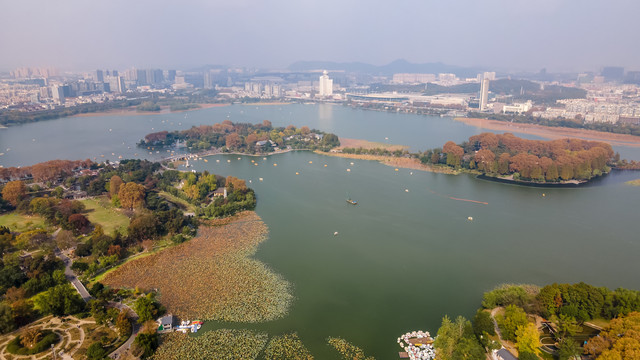 无人机航拍玄武湖