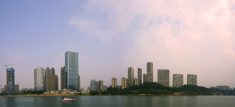 长沙湘江风光带及城市风光全景