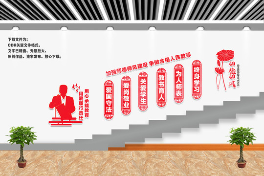 師德師風(fēng)樓梯文化墻
