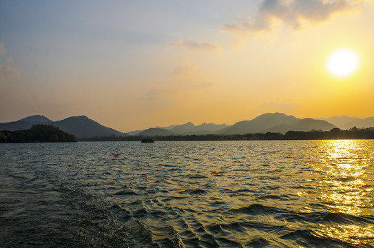 杭州西湖落日