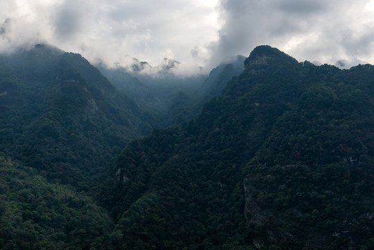 湖北武当山景区高山峡谷风光