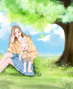 唯美少女插畫(huà)