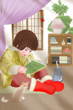 小女孩看書(shū)