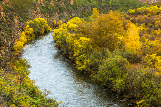 秋季河流峡谷