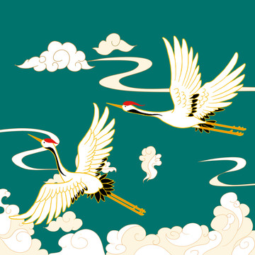 手繪古風(fēng)仙鶴原創(chuàng)插畫海報