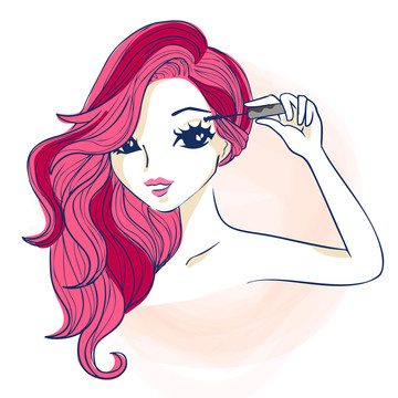 美女化妝創(chuàng)意設(shè)計插圖