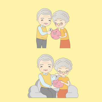 老年夫妻創(chuàng)意設計插圖
