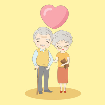 老年夫妻創(chuàng)意設(shè)計插圖