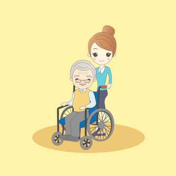孝順老人創(chuàng)意設(shè)計插圖