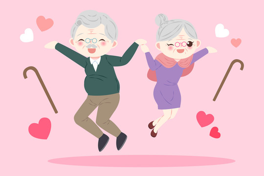 老年夫妻創(chuàng)意設計插圖