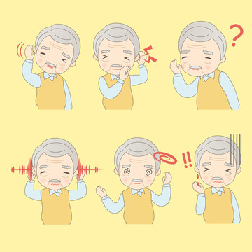 老人聽(tīng)力困難插圖素材集合