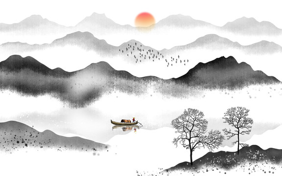 新中式水墨山水畫(huà)