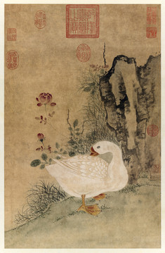 王淵月季翎毛圖