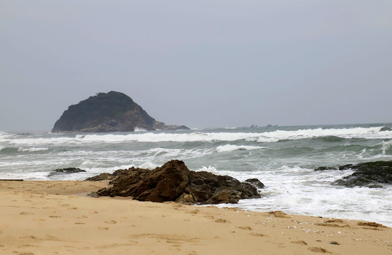 大海海浪沙滩岩石