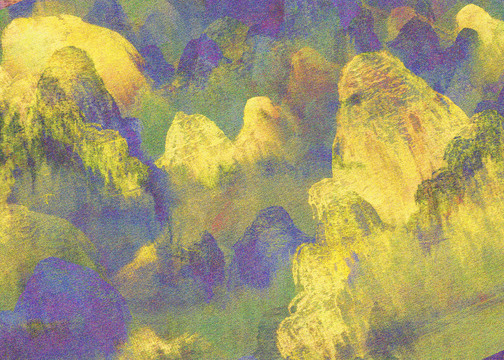 彩色山抽象水墨山水背景墻