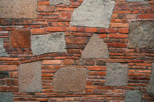 红色石砖墙壁背景图