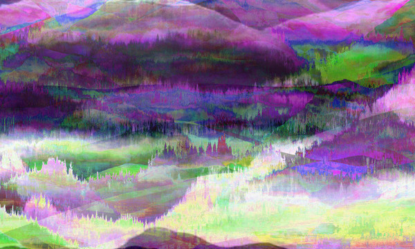 彩色高端抽象山水背景墻