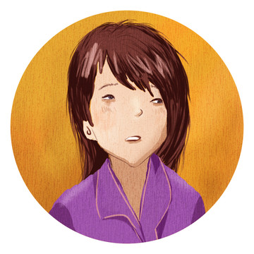 疲憊困倦無奈的女性插畫頭像