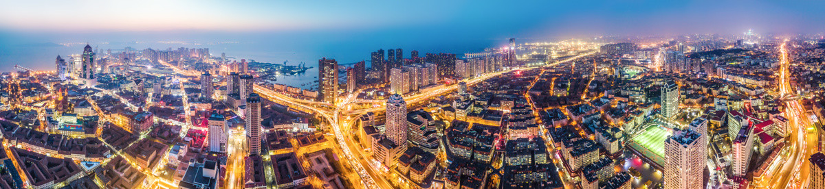 青岛建筑景观天际线夜景大画幅