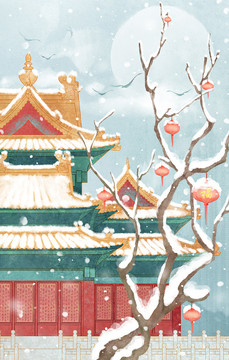 故宮角樓雪景