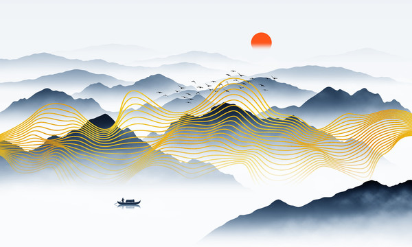 禪意線條山水