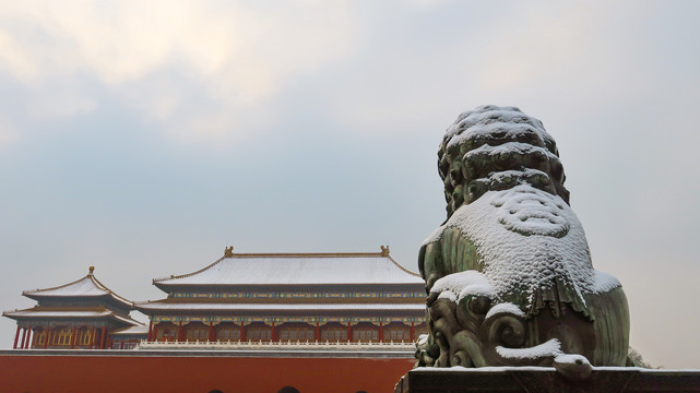 冬天故宫雪景雪后的故宫皇家园林