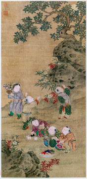 盛懋秋景戲嬰圖
