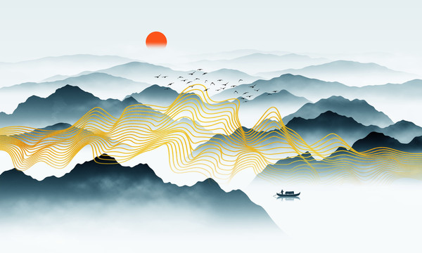 輕奢抽象山水