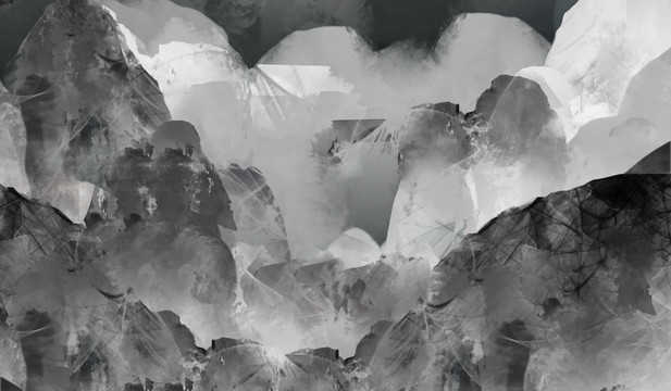 中式黑白大氣山水背景墻