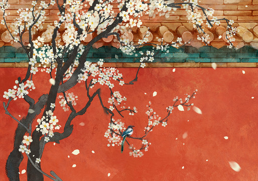 故宮紅墻插畫