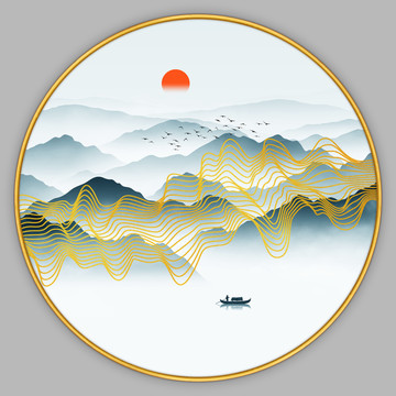 禅意抽象山水画