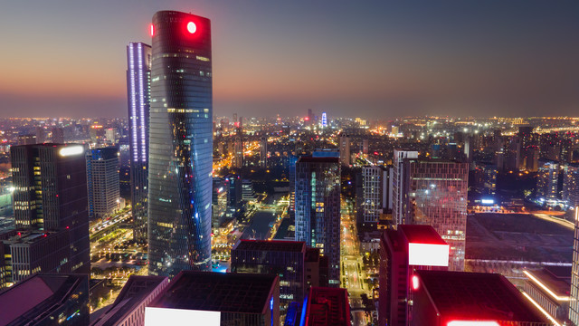 宁波cbd建筑景观天际线夜景航