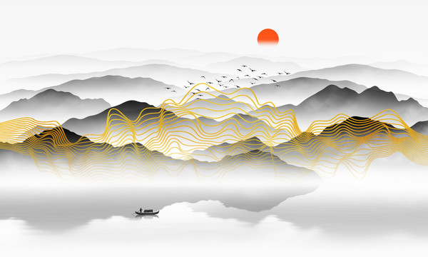 輕奢抽象山水