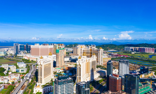 澳门氹仔岛与路环岛航拍