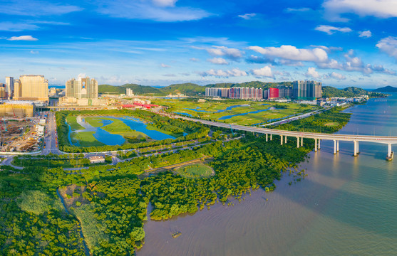 澳门氹仔岛与路环岛航拍